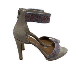 Gianni Bini Heeled Sandals Womens 9M Jewel Embellished Ivory Multicolor Leather